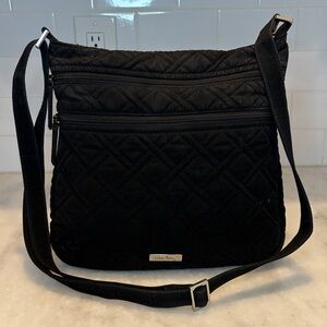 Vera Bradley Purse Bag Crossbody Black Triple Zip Hipster Quilted Travel